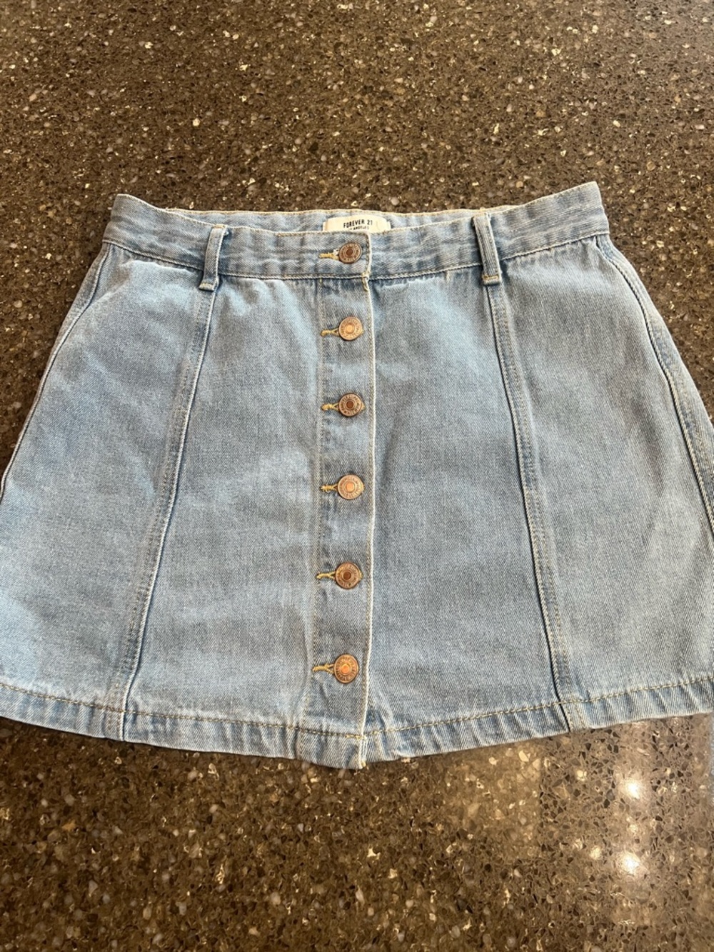 Forever 21 Light Blue Button-Front Denim Mini Skirt Size M Summer Spring Beachy